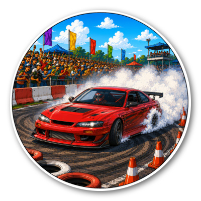 Wandtattoo  Auto Drift Rennen 
