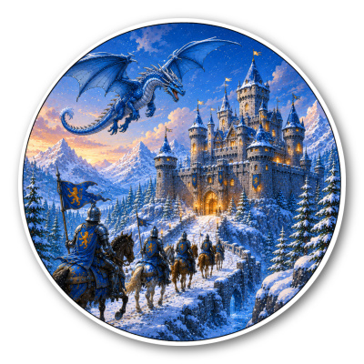 Wandtattoo  Ritter Blauer Drache 
