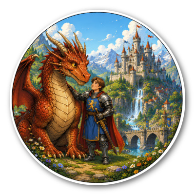 Wandtattoo  Ritter mit Drache 