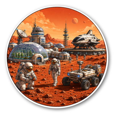 Wandtattoo  Weltraum Mars Base 