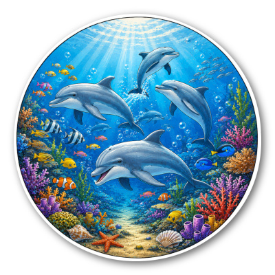 Wandtattoo  Unterwasserwelt Delfine 
