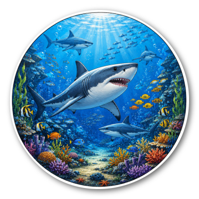 Wandtattoo  Unterwasserwelt Hai 
