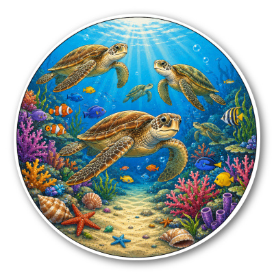 Wandtattoo  Unterwasserwelt Schildkr�ten 