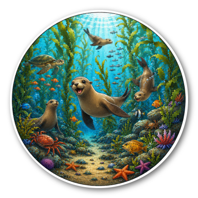 Wandtattoo  Unterwasserwelt Seehunde 