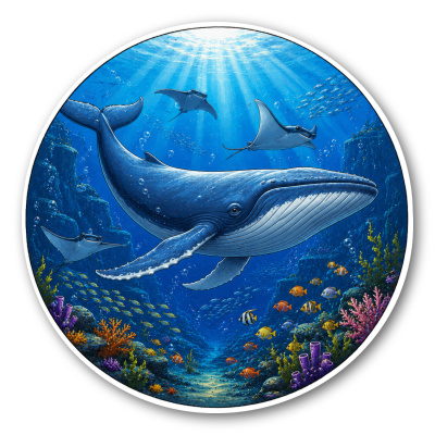 Wandtattoo  Unterwasserwelt Blauwal 