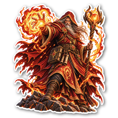 Wandtattoo  Feuermagier Fantasy 