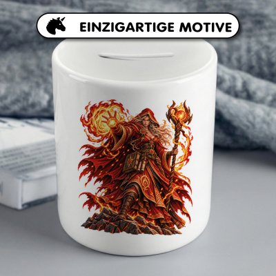 Spardose mit dem Motiv Feuermagierin - Ansicht 3