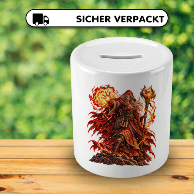 Spardose mit dem Motiv Feuermagierin - Ansicht 4