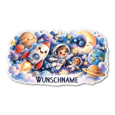 Wandtattoo  Comic Weltraum Abenteuer mit Name 