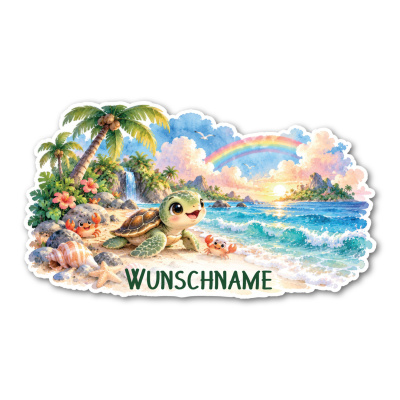 Wandtattoo  Comic Schildkr�te mit Name 