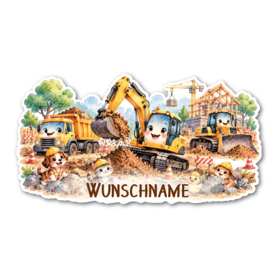 Wandtattoo  Comic Baustelle mit Name 