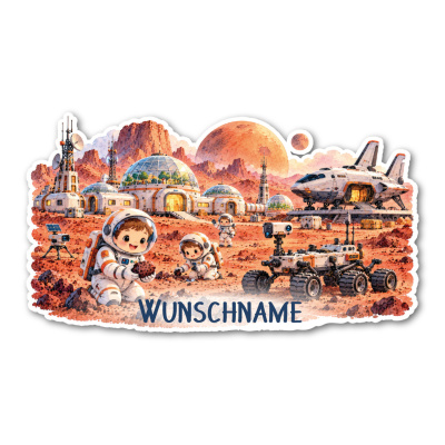 Wandtattoo  Comic Mars Abenteuer mit Name 