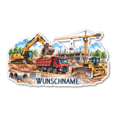 Wandtattoo  Baustelle mit Name 