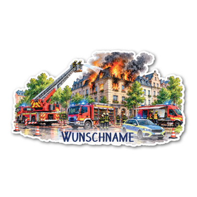 Wandtattoo  Feuerwehr Einsatz mit Name 