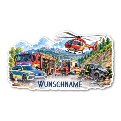 Wandtattoo  Rettungseinsatz mit Name 