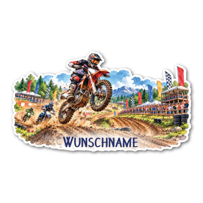 Wandtattoo  Motocross Rennen mit Name 