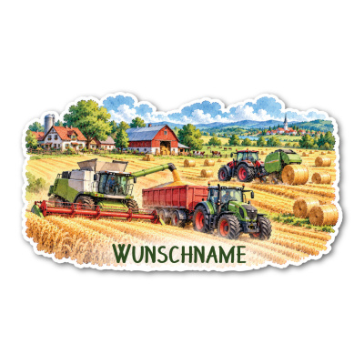 Wandtattoo  Bauernhof Feld mit Name 