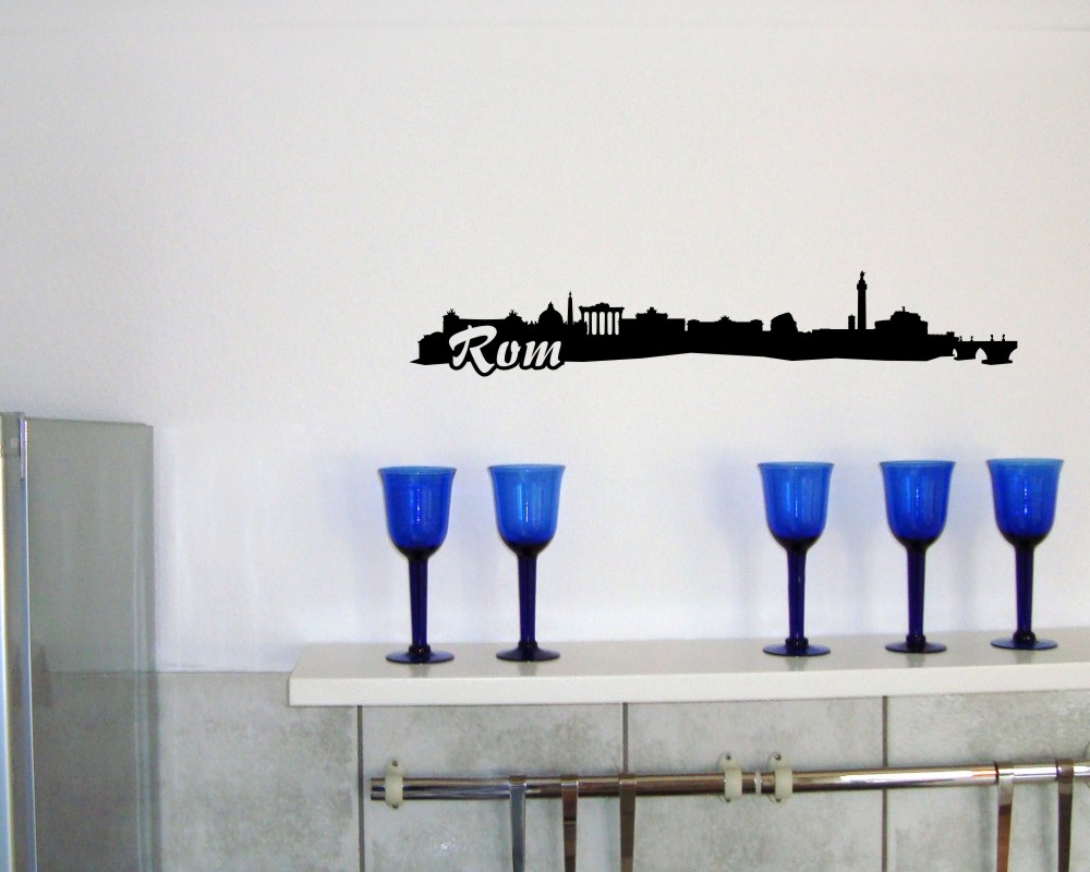 Samunshi® Wandtattoo Rostock Skyline – 40x7,2 Cm, Goldmetalleffekt, Selbstklebende Wanddekoration