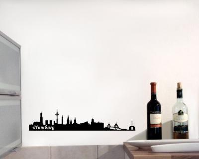 Wandtattoo Hamburg Skyline 30x6cm schwarz