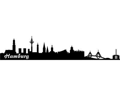 Wandtattoo Hamburg Skyline 30x6cm schwarz Sonderangebot