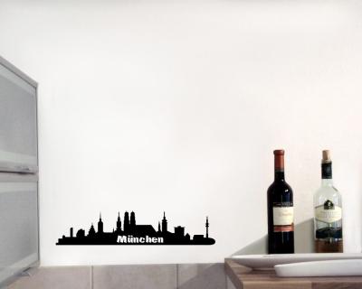 Wandsticker Mnchen Skyline  schwarz 30x7cm