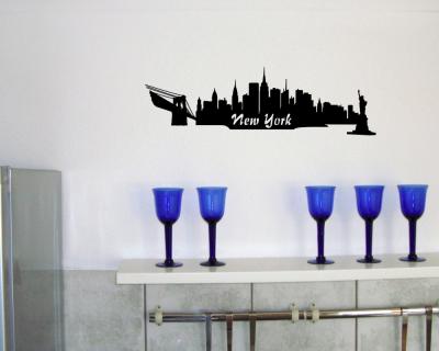 Wandsticker New York Skyline  schwarz 30x9cm