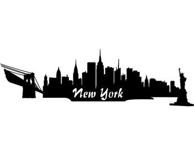 Wandsticker New York Skyline  schwarz 30x9cm Sonderangebot
