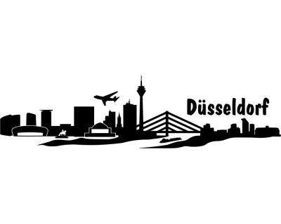 Wandsticker Düsseldorf Skyline schwarz 30x7,8cm Sonderangebot