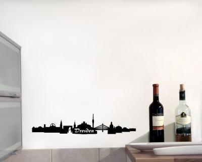Wandsticker Dresden Skyline  schwarz 30x6,6cm Sonderangebot