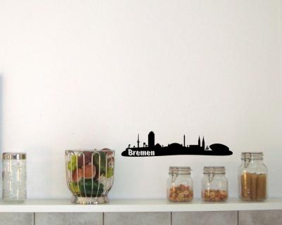 Wandsticker Bremen Skyline schwarz 30x6,9cm