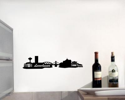 Wandsticker Leverkusen Skyline  schwarz 30x6,5cm Sonderangebot