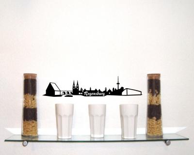 Wandsticker Regensburg Skyline schwarz 30x6,2cm
