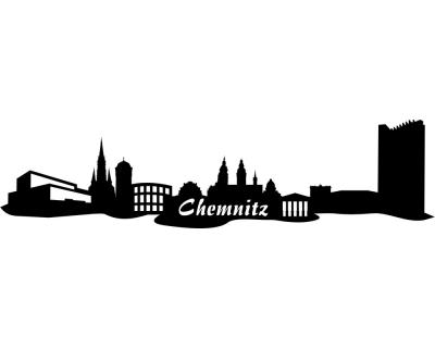 Wandsticker Chemnitz Skyline schwarz 30x7,4cm Sonderangebot