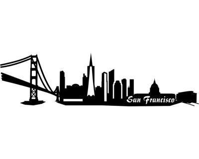 Wandtattoo San Francisco Skyline schwarz 30x8,1cm - Ansicht 1