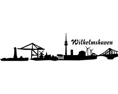 Wandtattoo Wilhelmshaven Skyline schwarz 30x7,2cm Sonderangebot