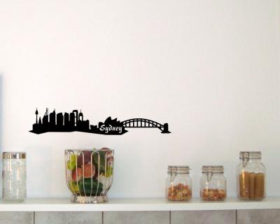 Wandtattoo Sydney Skyline schwarz 30x5,4cm Sonderangebot