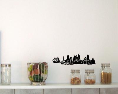 Wandaufkleber Boston Skyline 30cm x 7.8cm Schwarz