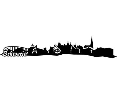 Wandtattoo Schwerin Skyline 30x5.8cm Schwarz Sonderangebot