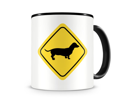 Tasse mit dem Motiv Dackel Warnschild Tasse