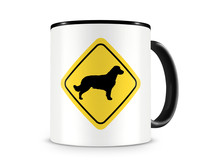 Tasse mit dem Motiv Golden Retriever Warnschild Tasse Modellnummer  schwarz/schwarz
