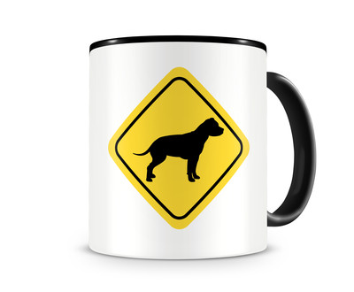 Tasse mit dem Motiv Staffordshire Terrier Warnschild