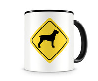 Tasse mit dem Motiv Cane Corso Warnschild Tasse Modellnummer  schwarz/schwarz