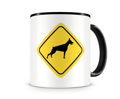 Tasse mit dem Motiv Dobermann Warnschild