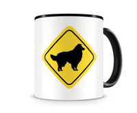 Tasse mit dem Motiv Collie Warnschild Tasse Modellnummer  schwarz/schwarz