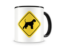 Tasse mit dem Motiv Riesenschnauzer Warnschild Tasse Modellnummer  schwarz/schwarz