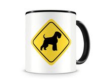 Tasse mit dem Motiv Zwergschnauzer Warnschild Tasse Modellnummer  schwarz/schwarz
