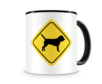 Tasse mit dem Motiv Beagle Warnschild Tasse Modellnummer  schwarz/schwarz
