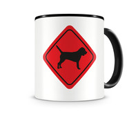 Tasse mit dem Motiv Beagle Warnschild Tasse Modellnummer  schwarz/rot