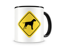 Tasse mit dem Motiv Dalmatiner Warnschild Tasse Modellnummer  schwarz/schwarz