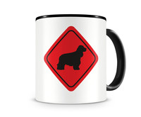 Tasse mit dem Motiv Cocker Spaniel Warnschild Tasse Modellnummer  schwarz/rot